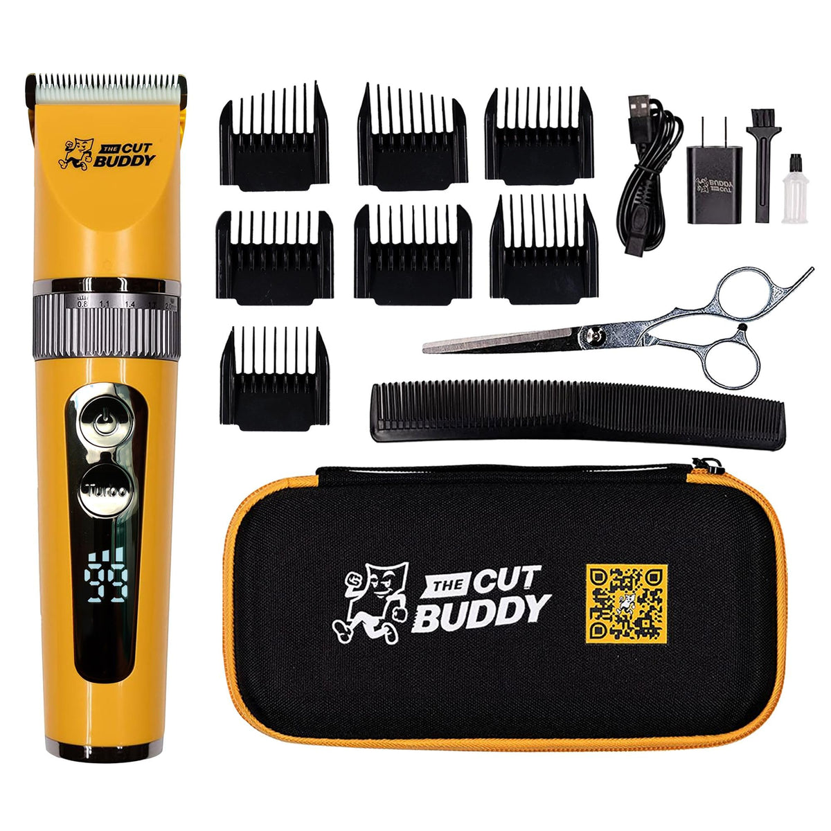 The Cut Buddy cordless clipper with ergonomic grip for easy home grooming