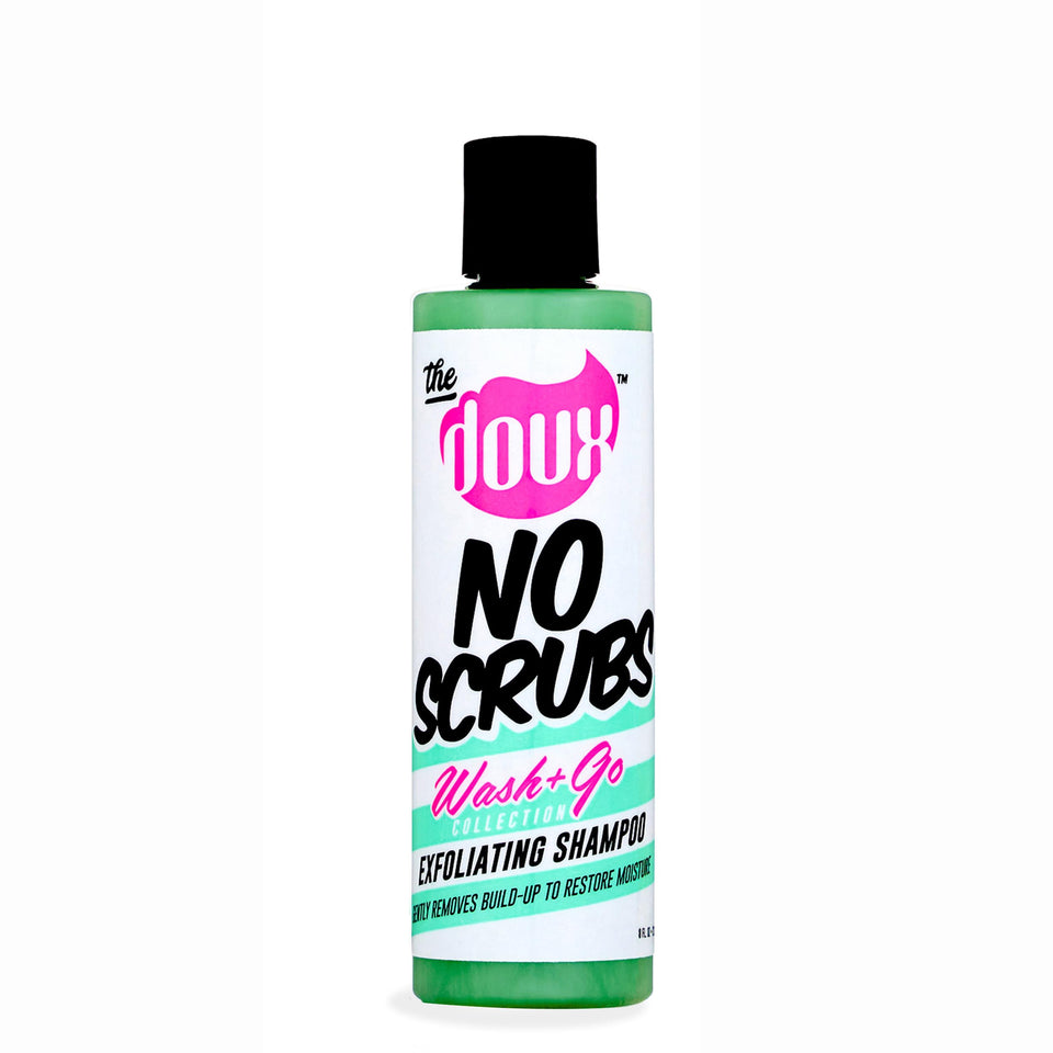 The Doux No-Scrub bottle with honey nourishes curls and purifies the scalp.
