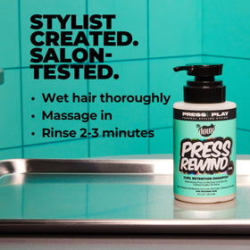 The Doux PRESS REWIND ingredients closeup emphasizes Aloe Stem Cell and Pataua Oil detangling