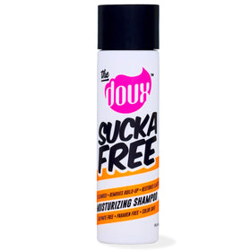 The Doux SUCKA FREE shampoo bottle showcases sulfate-free curls and moisture.