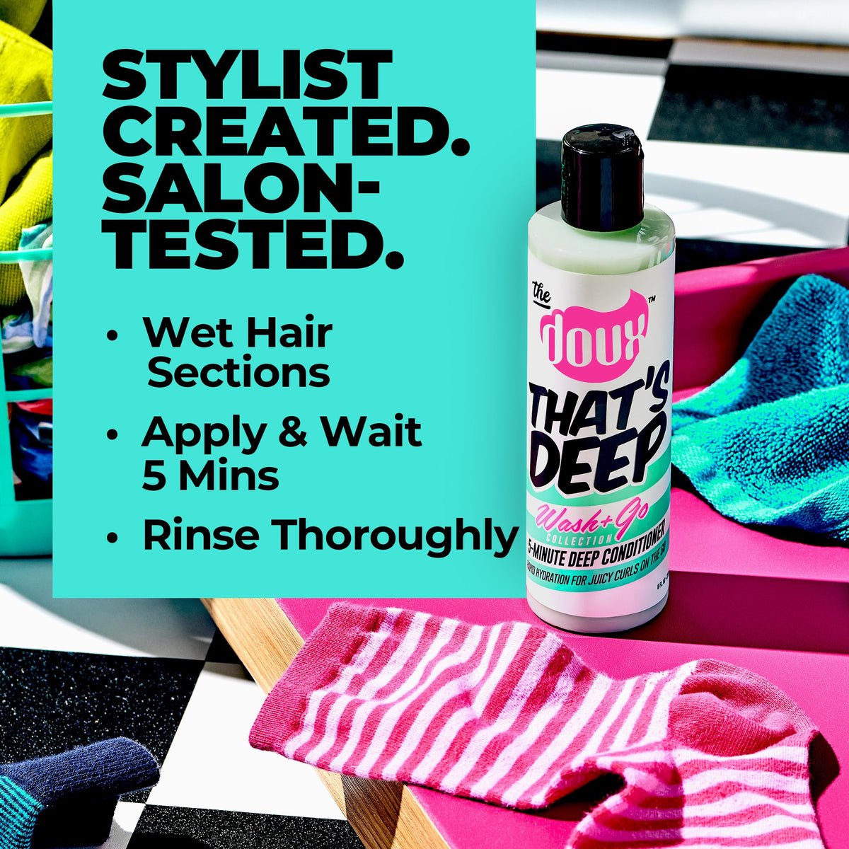 The Doux That's Deep conditioner for curls ideal for styling.