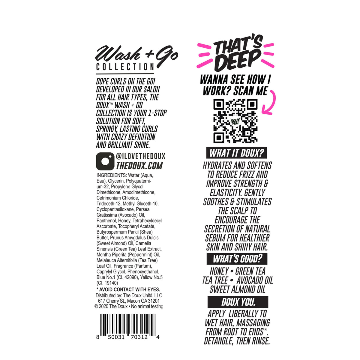 The Doux That's Deep smoothing formula smooths frizz and softens hair.