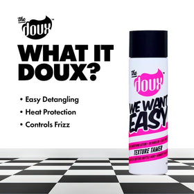 The Doux WE WANT EASY Texture Tamer after styling showing frizz control
