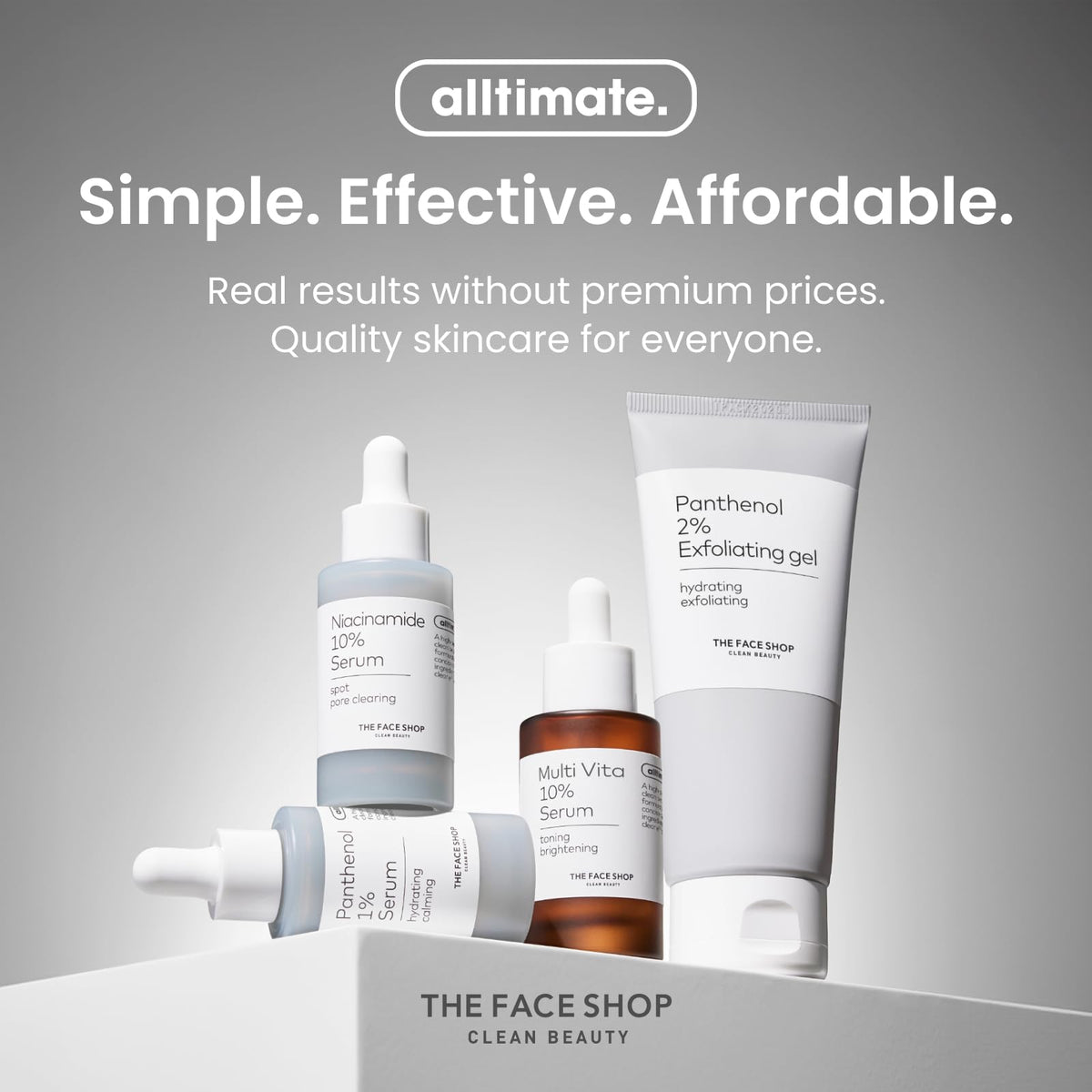 The Face Shop Alltimate Niacinamide 10% serum application routine.