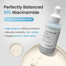 Detail of The Face Shop Alltimate Niacinamide 10% serum label.