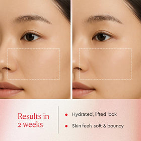 Hyaluronic acid and marine collagen ingredients illustrated for deep hydration.