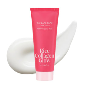 The Face Shop Pink Collagen Wrapping Mask packaging showcases the premium formula for radiant skin.