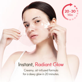 The Face Shop Pink Collagen Wrapping Mask rich cream texture delivers a long-lasting dewy finish.