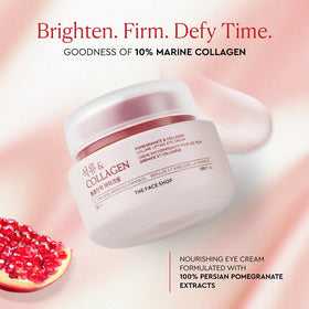 The Face Shop Pomegranate Collagen Eye Cream close-up texture highlights rich moisture for delicate eye skin.