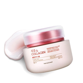 The Face Shop Pomegranate & Collagen Eye Cream packaging emphasizes premium hydration.