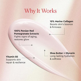 The Face Shop Pomegranate & Collagen Eye Cream texture swirl demonstrates smooth, absorbent cream.