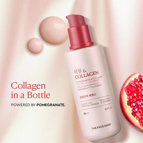 The Face Shop Pomegranate Collagen Serum pump demonstrates controlled, mess-free application