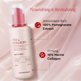 The Face Shop Pomegranate Collagen Serum texture reveals a light, fast-absorbing finish