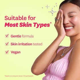 Cotton pad applying The Face Shop Rice Water Bright for makeup removal.