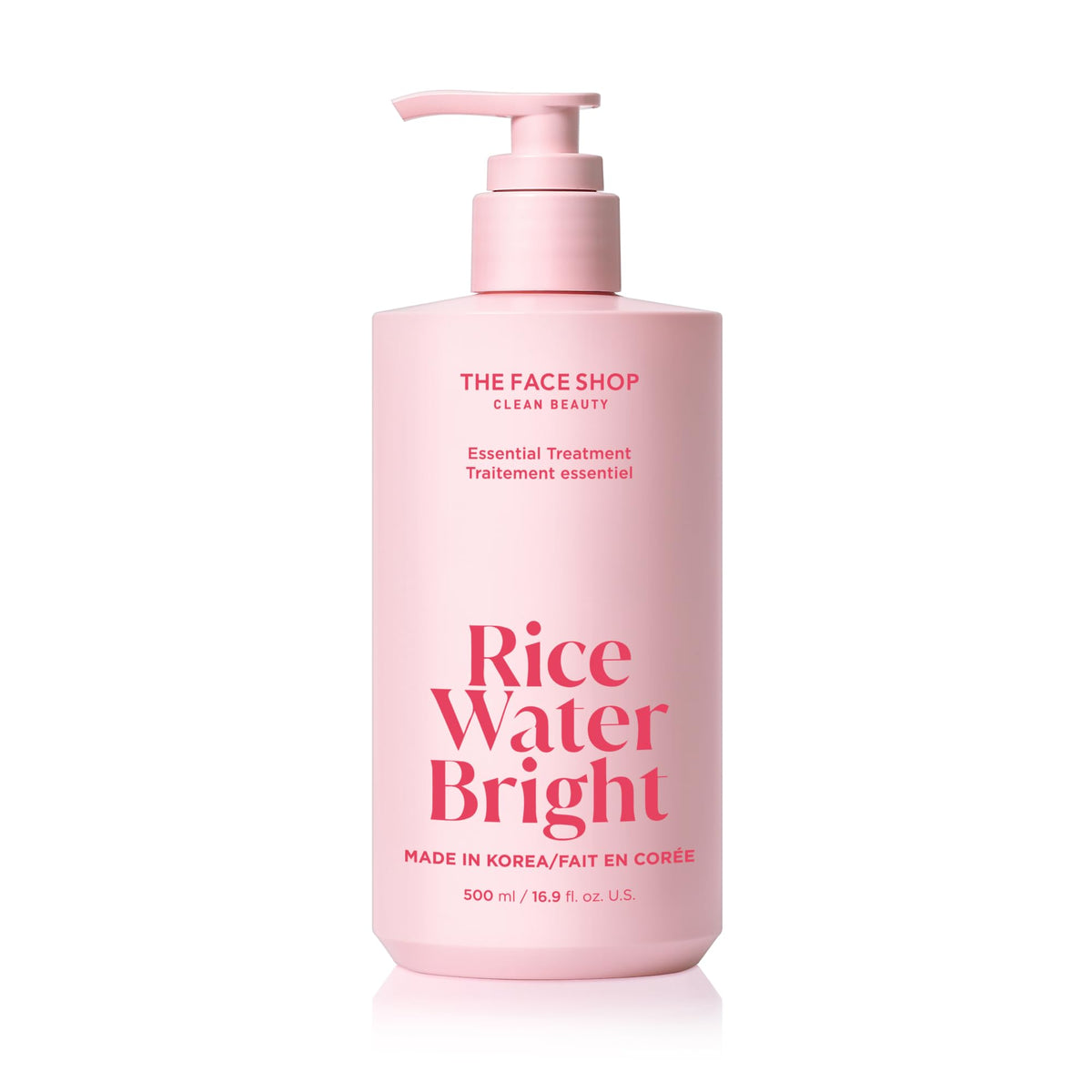 The Face Shop Rice Water Bright Essential Treatment bottle provides deep hydration for smoother ends