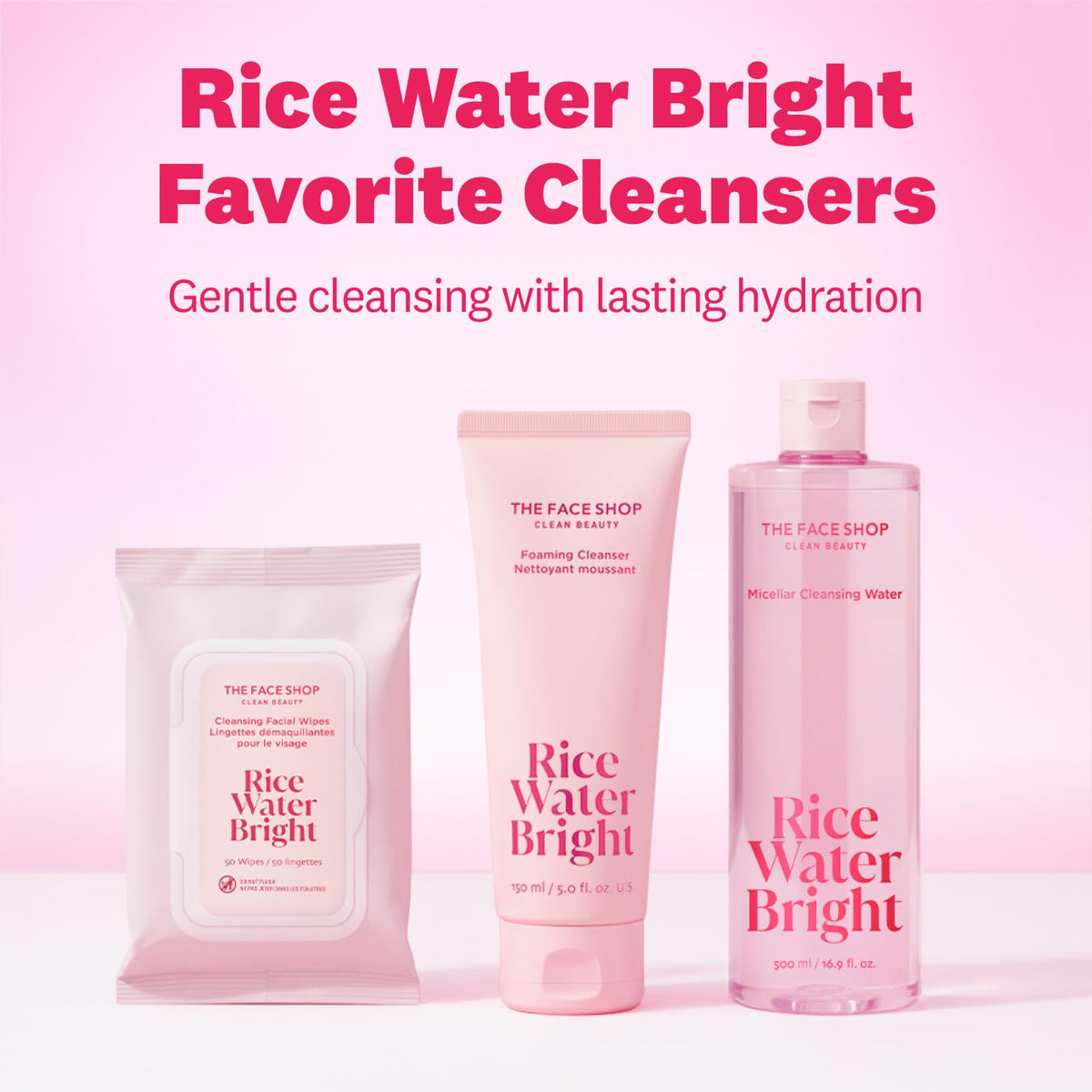 Face after cleansing with The Face Shop Rice Water Bright micellar water.