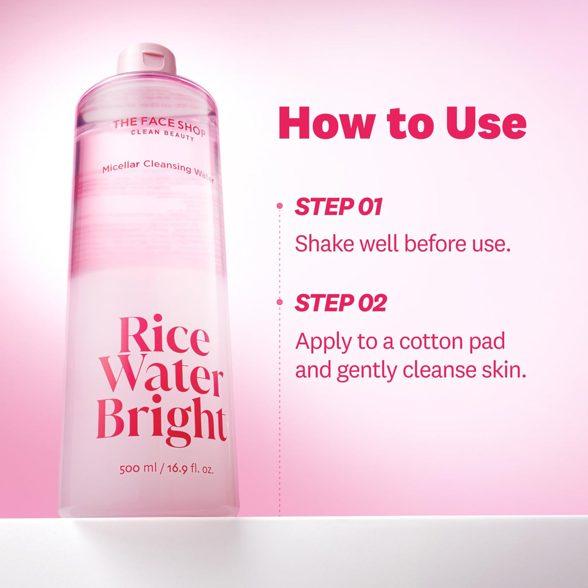 Layered formula of The Face Shop Rice Water Bright showing micellar water and rice water separation.