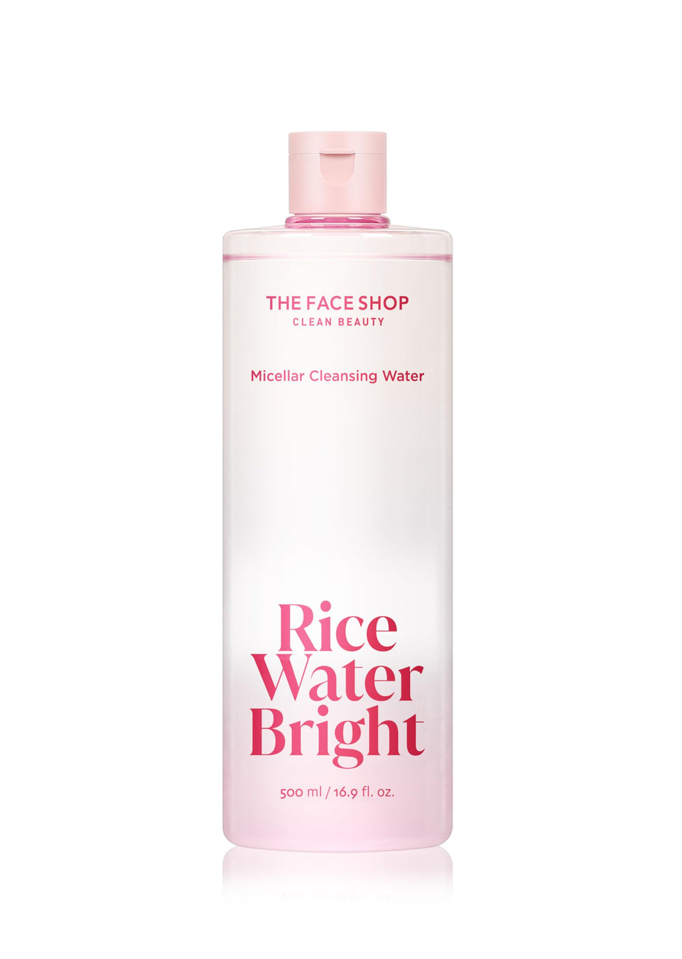 The Face Shop Rice Water Bright micellar water bottle showing gentle makeup removal for sensitive skin.