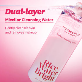 Pouring The Face Shop Rice Water Bright micellar water for quick daily cleansing.
