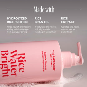 Hair after washing with The Face Shop Rice Water Bright, smoother and more manageable.