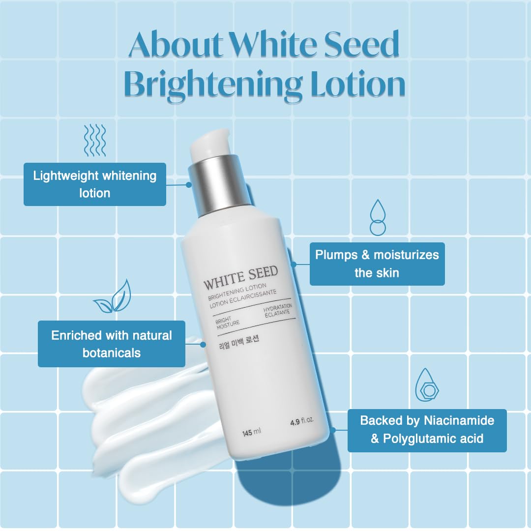Ingredient panel of The Face Shop White Seed Brightening Lotion with niacinamide and plant extracts