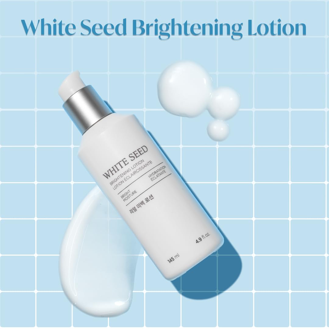Texture close-up of The Face Shop White Seed Brightening Lotion showing silky absorption