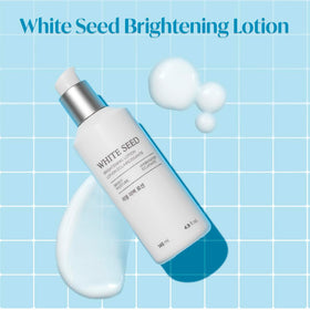 Texture close-up of The Face Shop White Seed Brightening Lotion showing silky absorption