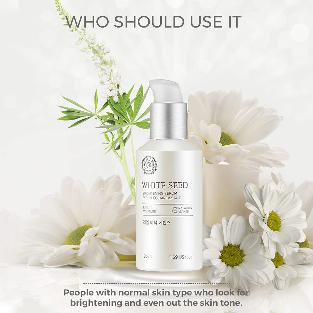 The Face Shop Whiteseed Brightening Serum clarity visual hints at smoother texture