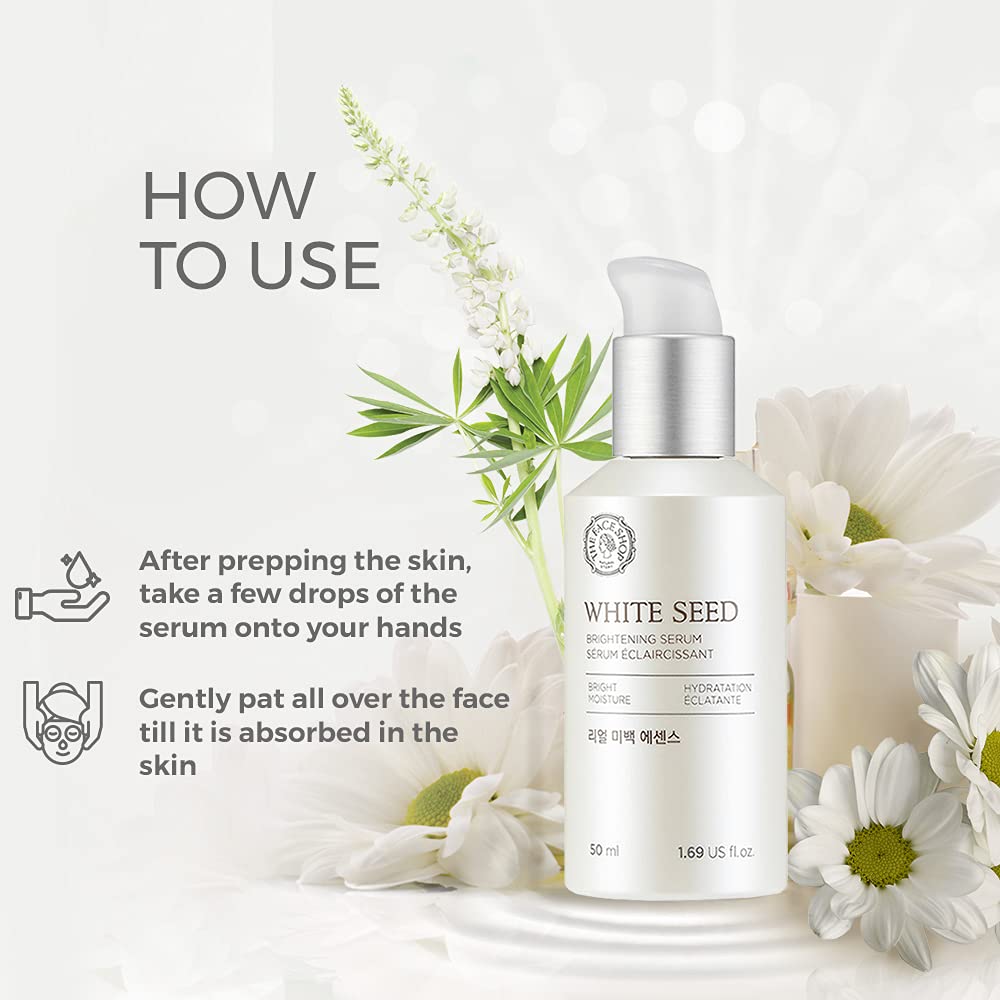 The Face Shop Whiteseed Brightening Serum packaging displays premium, minimalist design