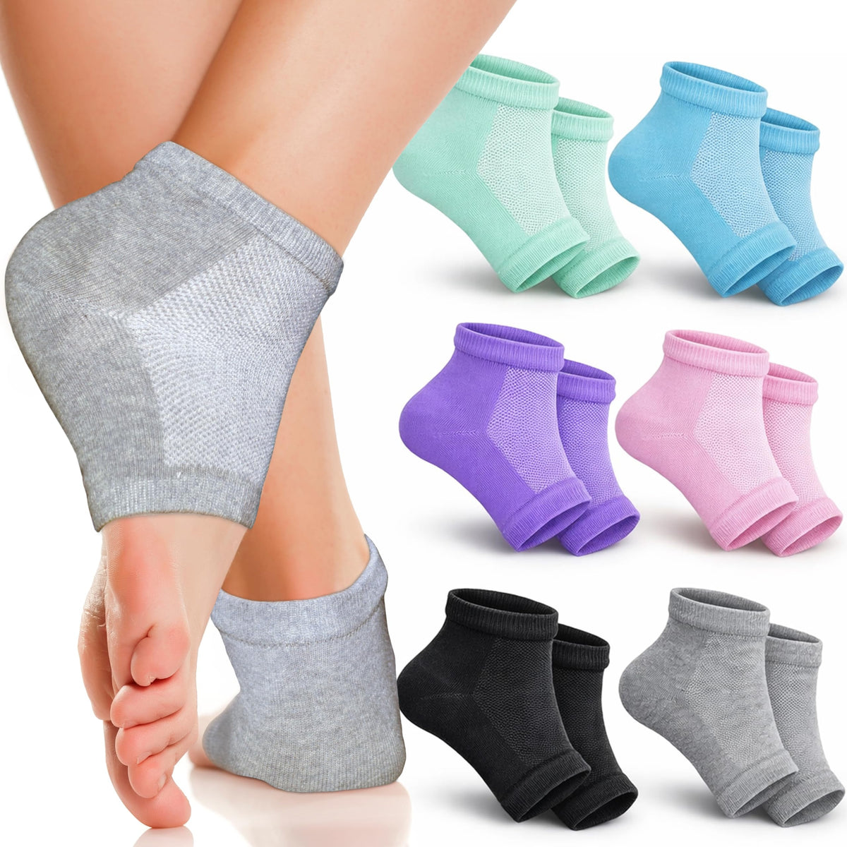 The Foot Medic 6-pair moisturizing socks for cracked heel repair and hydration