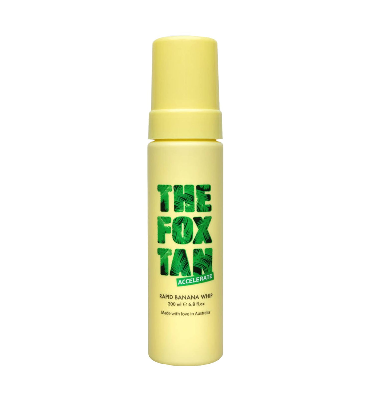 The Fox Tan Rapid Banana Whip bottle front shows tropical branding for faster tanning.