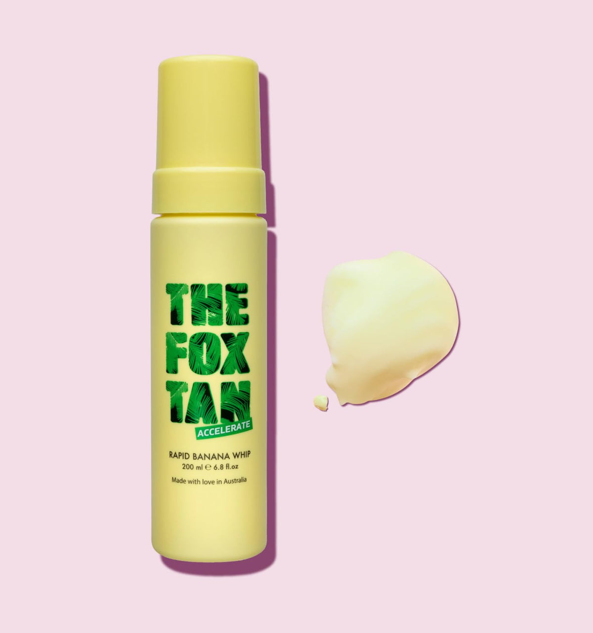 The Fox Tan Rapid Banana Whip spread shows even coverage across skin.
