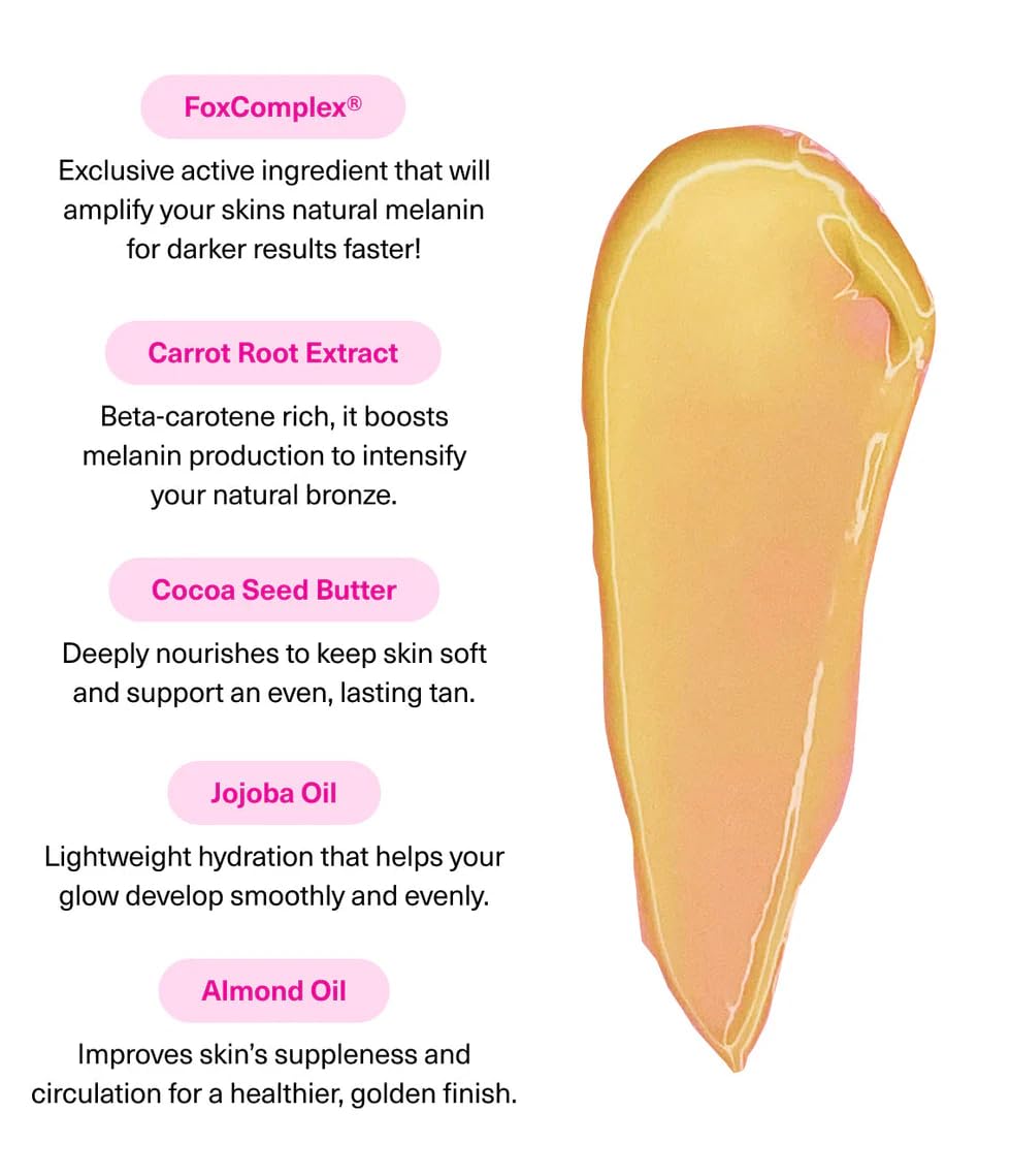 The Fox Tan Rapid Elixir packaging highlights vegan, cruelty-free credentials.