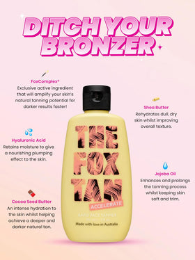 The Fox Tan Rapid Face Tanner hands applying cream for quick, even tanning results.