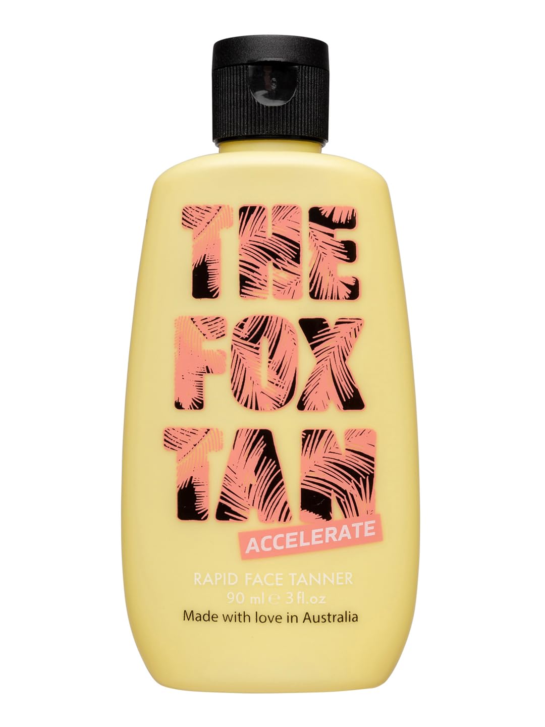 The Fox Tan Rapid Face Tanner bottle close-up highlighting a fast, deeper tan.