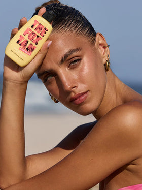 The Fox Tan Rapid Face Tanner highlights hyaluronic acid ingredient for smoother skin.