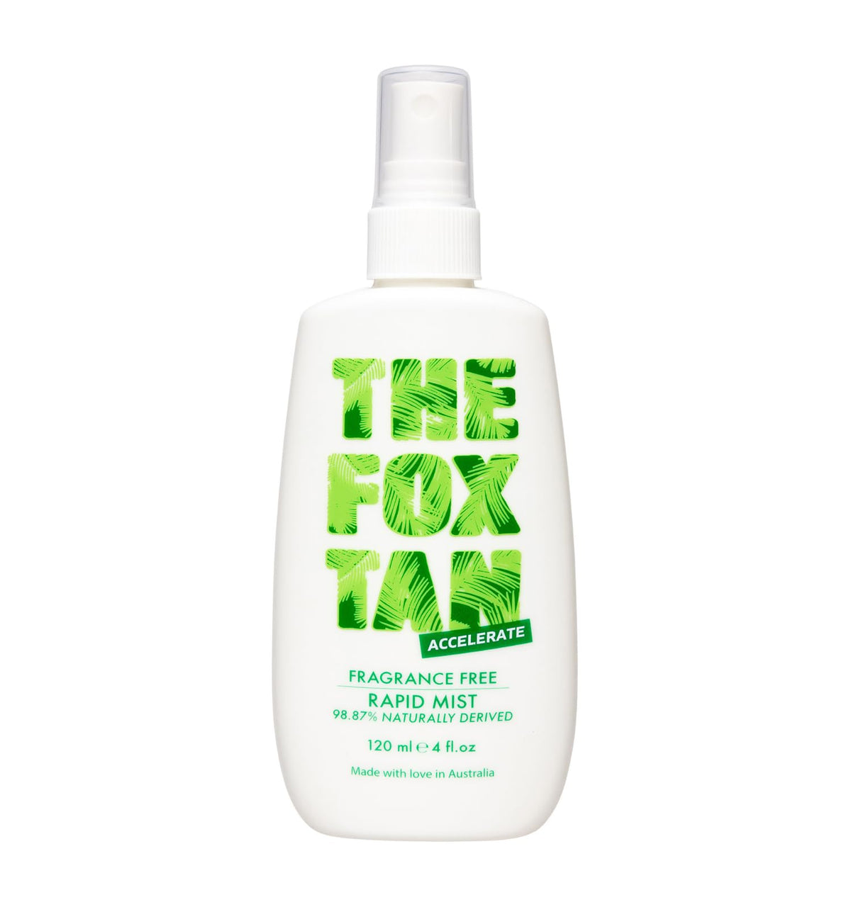 The Fox Tan Rapid Mist bottle shows quick, even tan potential.