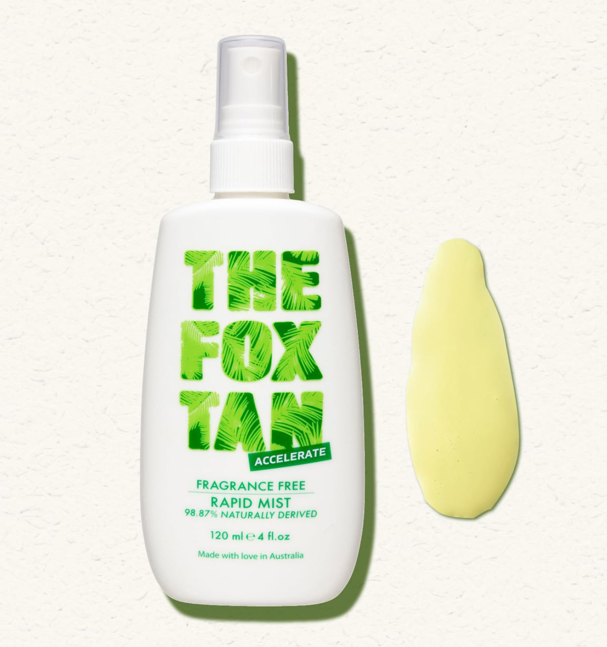 The Fox Tan Rapid Mist Vitamin E ingredient emphasizes moisturizing support for the skin.