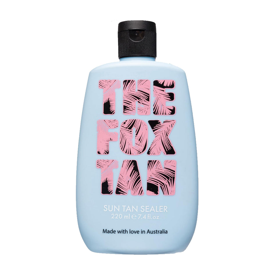 The Fox Tan Sun Tan Sealer bottle highlighting hydration for lasting glow.