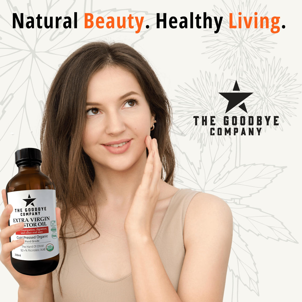 The Goodbye Company castor oil lash and brow nourishment imagery.
