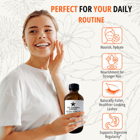 The Goodbye Company castor oil skin moisture use on hands and body.
