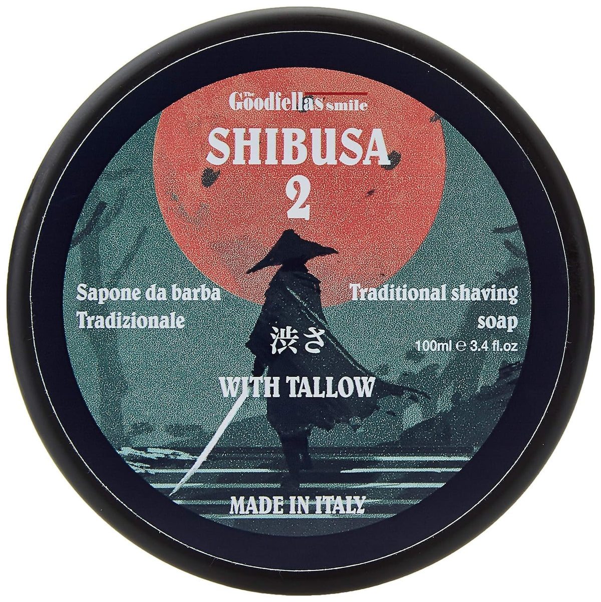 The Goodfellas' Smile Shibusa2 soap jar close-up with rich lather