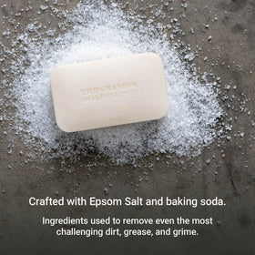 The Grandpa Soap Company Epsom Salt Bar Soap packaging sustainability highlights eco-friendly packaging.