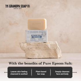 The Grandpa Soap Company Epsom Salt Bar Soap vegan cruelty-free ingredients for vegan routines.