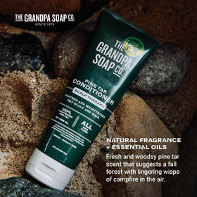 The Grandpa Soap Company Pine Tar Conditioner ingredients with Pine Tar and Tea Tree Oil for scalp care