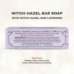 The Grandpa Soap Company Witch Hazel Bar Soap lavender closeup for gentle cleansing.