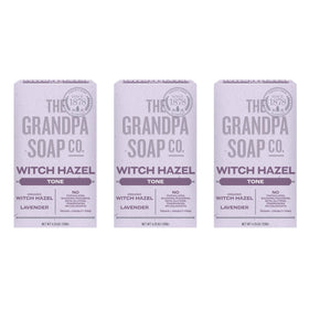 The Grandpa Soap Company Witch Hazel Bar Soap lavender packaging for eco-friendly care.
