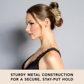 The Hair Edit Golden Hour clip side view highlights the glossy metal finish.