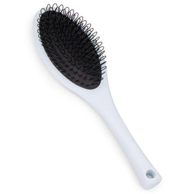 The Hair Shop Light Blue Loop Brush with ergonomic paddle glides through hair for painless detangling.