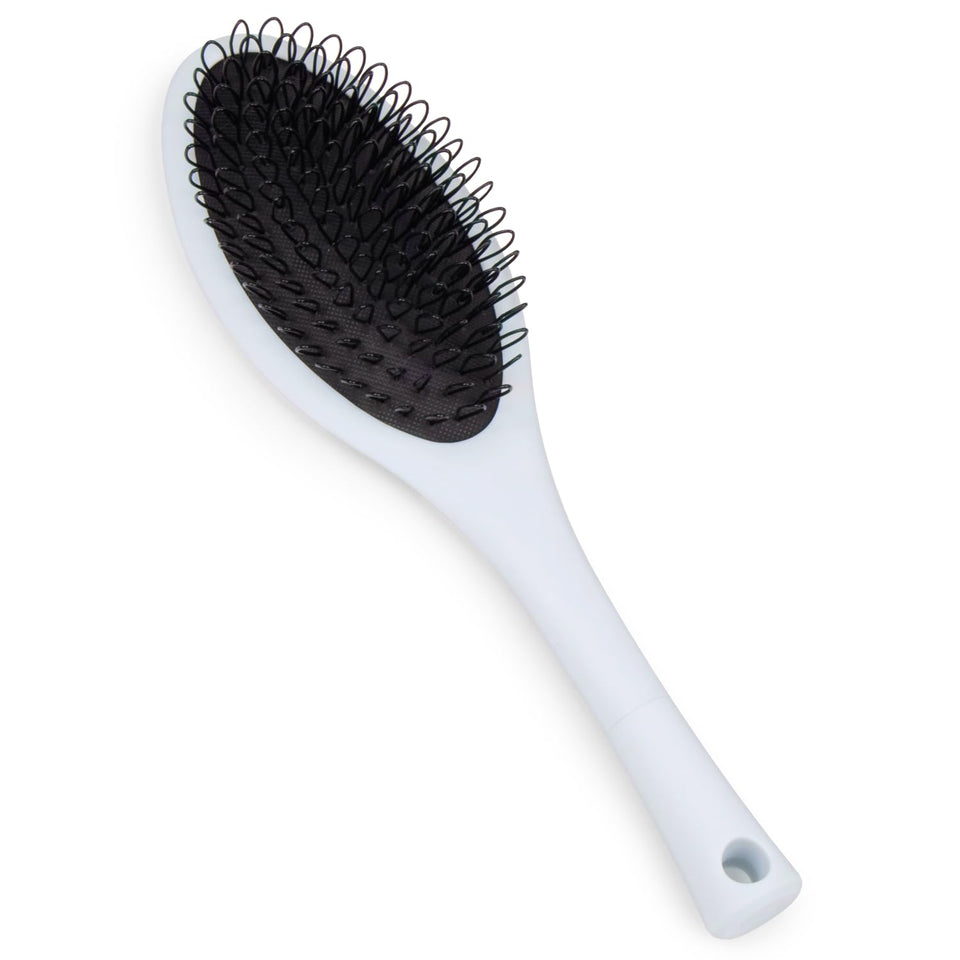 The Hair Shop Light Blue Loop Brush with ergonomic paddle glides through hair for painless detangling.